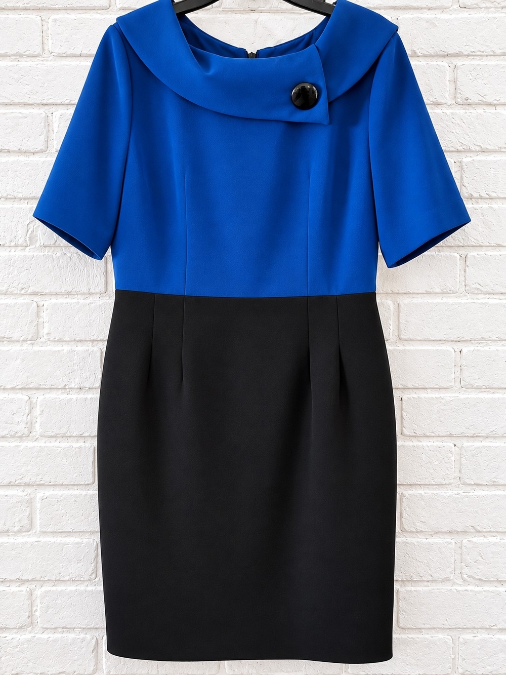 Alex Marie Royal Blue and Black Two-Tone Midi Sheath Dress